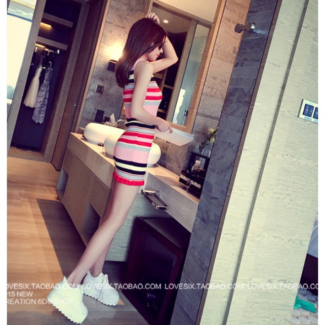 Đầm len phối mầu