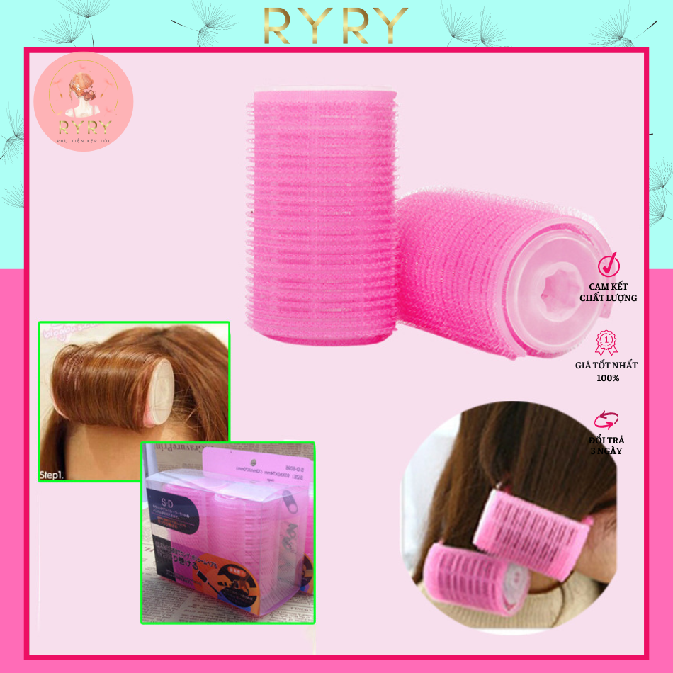 Set 2 lô cuốn tóc tự dính 2 lớp (lô gai cuốn cúp tóc phồng mái 2 lớp)