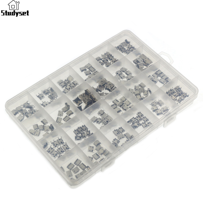 Studyset Fast Delivery 240Pcs /Pack 24 Models Micro USB Connector Socket Jack Assort Mix Pack