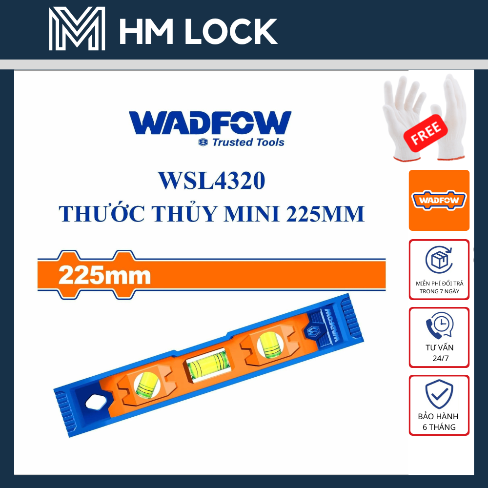 Thước thủy mini 225mm wadfow - hàng chính hãng - wsl4320 - hm lock