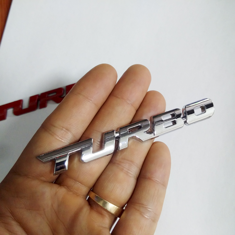 Tem kim loại Chữ TURBO dán xe
