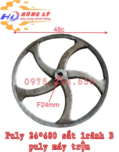 Puly 24*480mm Sắt 1 rãnh B puly máy trộn puly đảo chiều puly các loại phụ tùng máy nông nghiệp phụ tùng Hùng Lỳ