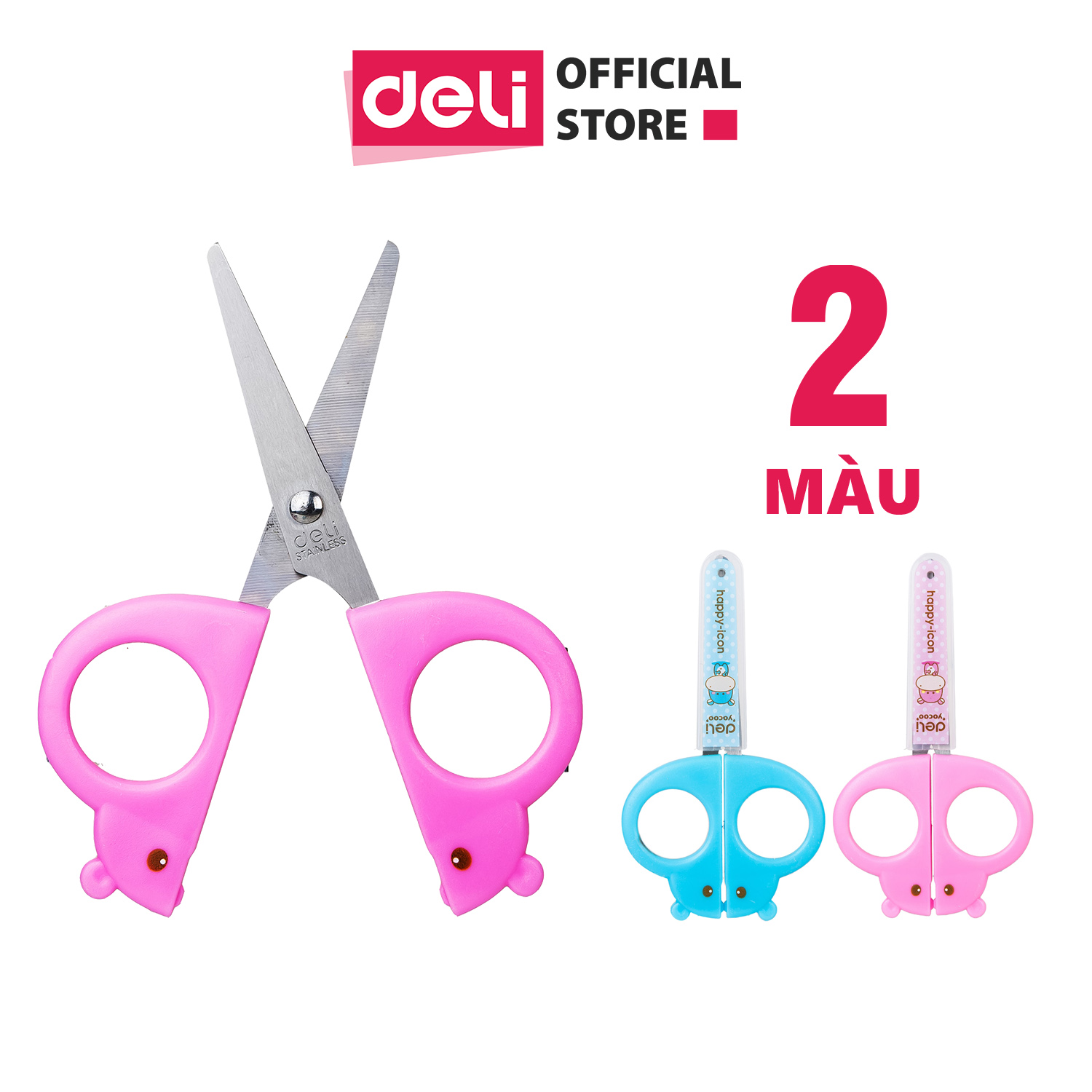 Kéo thủ công học sinh 128mm Deli - Màu Hồng/Xanh - 1 chiếc - E6032