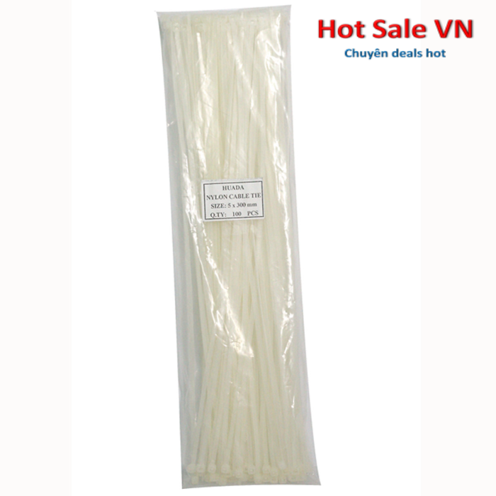 Bộ 100 dây rút nhựa dài 30cm - trắng