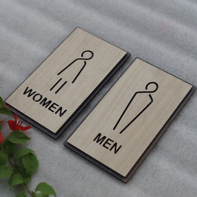 [HCM]Bảng Gỗ Vintage Decor Toilet - WC Nam Nữ - Resroom Chỉ hướng nhà vệ sinh