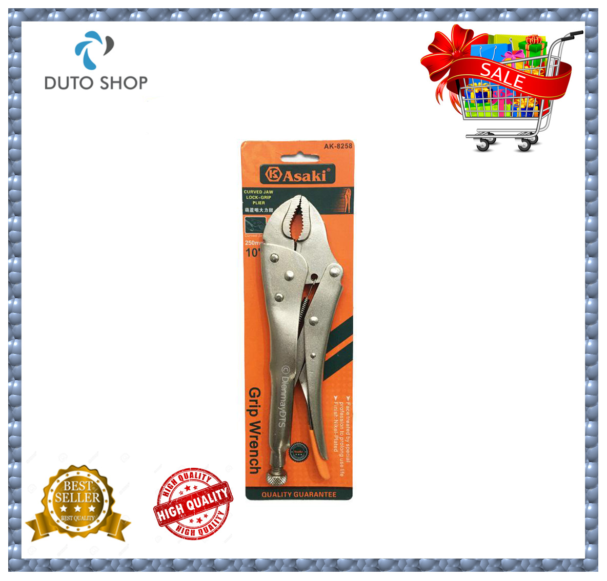 Kìm chết mỏ cong Asaki AK-8258 10 /250mm