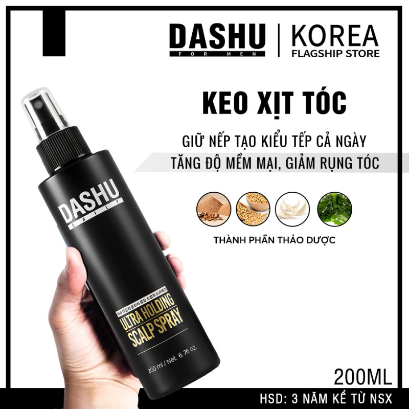 Keo xịt tóc tạo kiểu Hàn Quốc phù hợp với mọi chất tóc chính hãng Dashu Daily Ultra Holding Scalp Spray 200ml , giữ nếp lâu, bảo vệ da dầu, làm sạch gàu, giảm tình trạng rụng tóc, tạo độ phồng  dành cho nam. giá rẻ