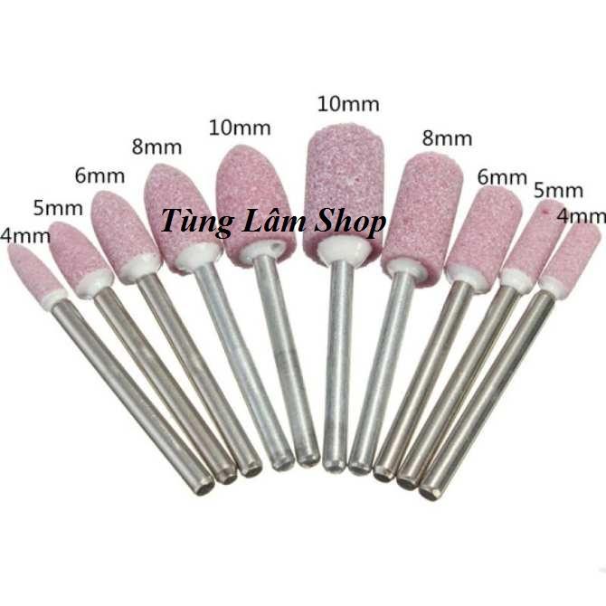 Bộ 10 mũi đá mài mini dùng cho khoan đa năng cầm tay mini chân 3.0mm - đầu mài khắc mini