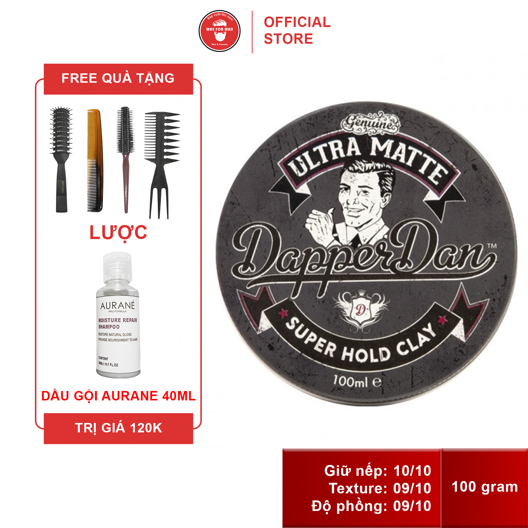 Sáp vuốt tóc Dapper Dan Super Hold Clay Ultra Matte