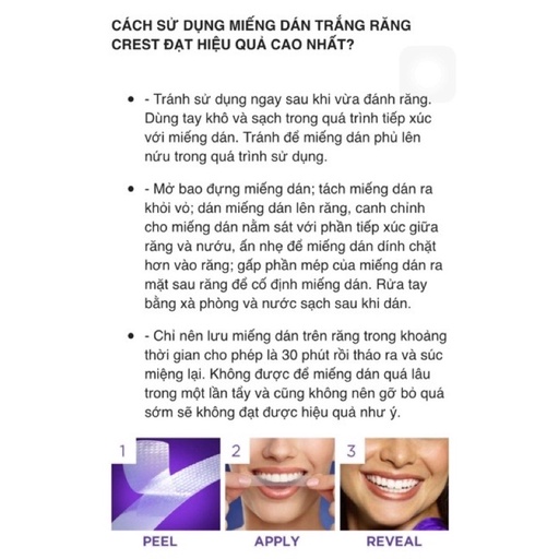 Set Miếng dán trắng răng Crest 3D White Professional Effects, Supreme Bright
