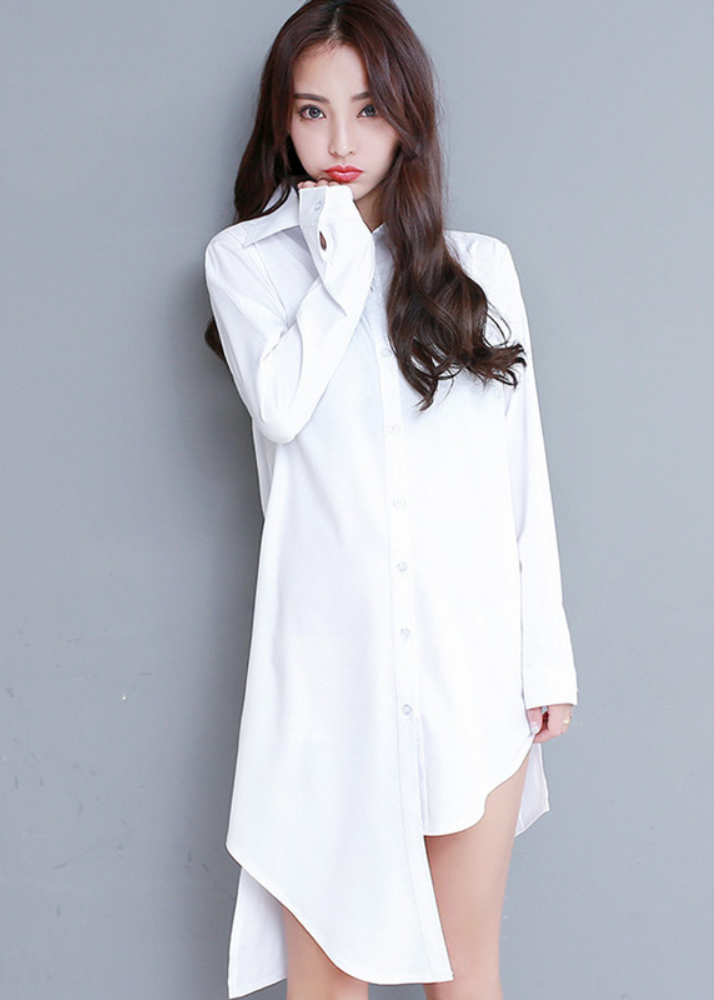Đầm Sơ Mi Lệch Tà Thắt Dây Eo Cá Tính DN067 Mai Hoa