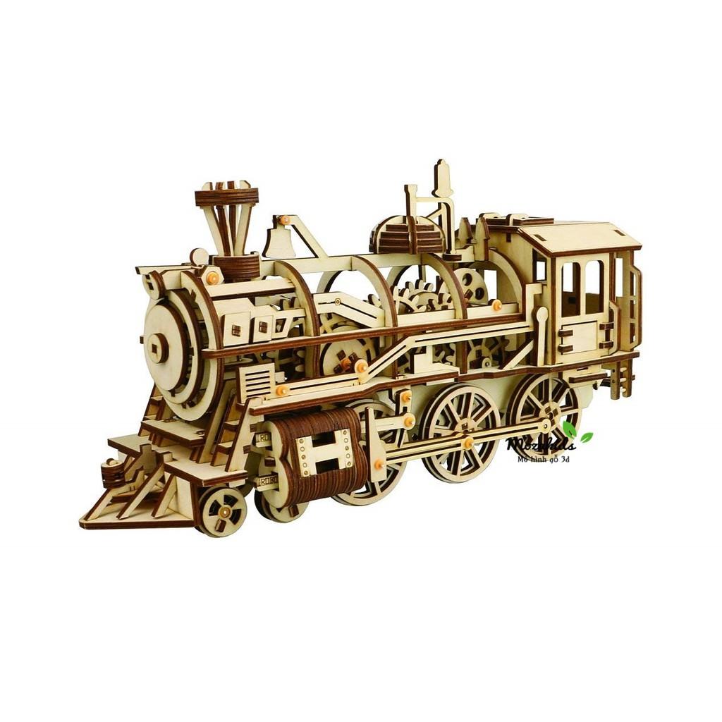 Mô hình lắp ráp gỗ 3D  (ĐC-01)  Cơ động học Đầu Máy (PT-01) Xe Lửa - Locomotive Robotime