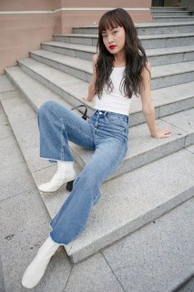 TheBlueTshirt - Quần Jeans Nữ Ống Rộng - City Wide Leg Jeans - True Wash thumbnail
