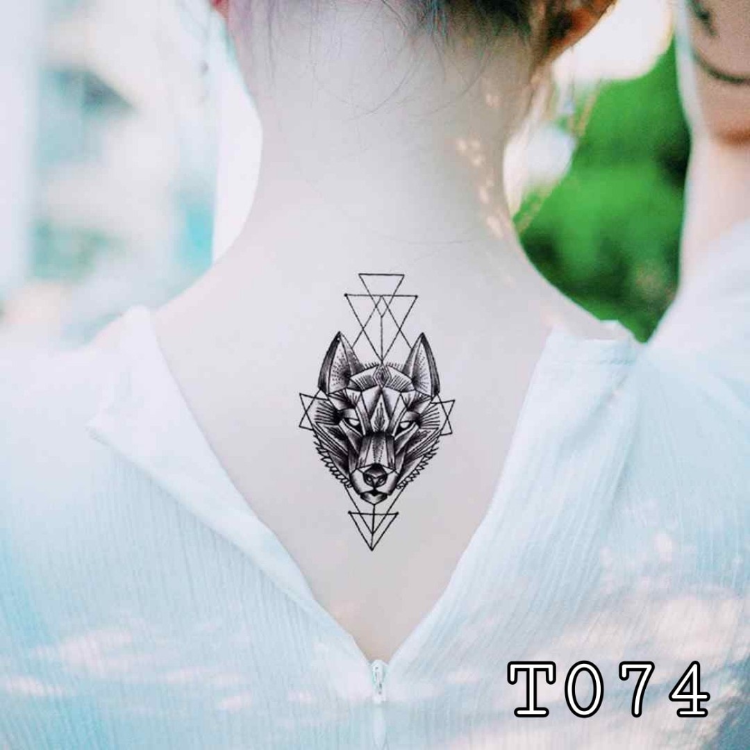 Combo 2 hình dán tatoo động vật, chó sói thủ lĩnh t074, đọc kỹ mô tả, sản phẫm không chống nước