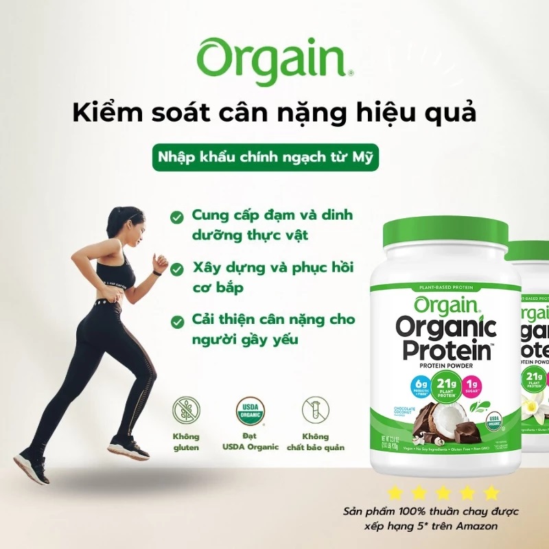 Orgain Organic Plant Based Protein Powder, 20 servings