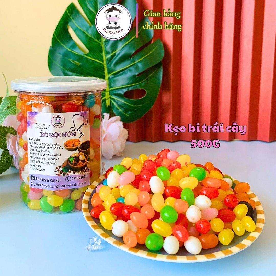 500g kẹo bi trái cây bò đội nón