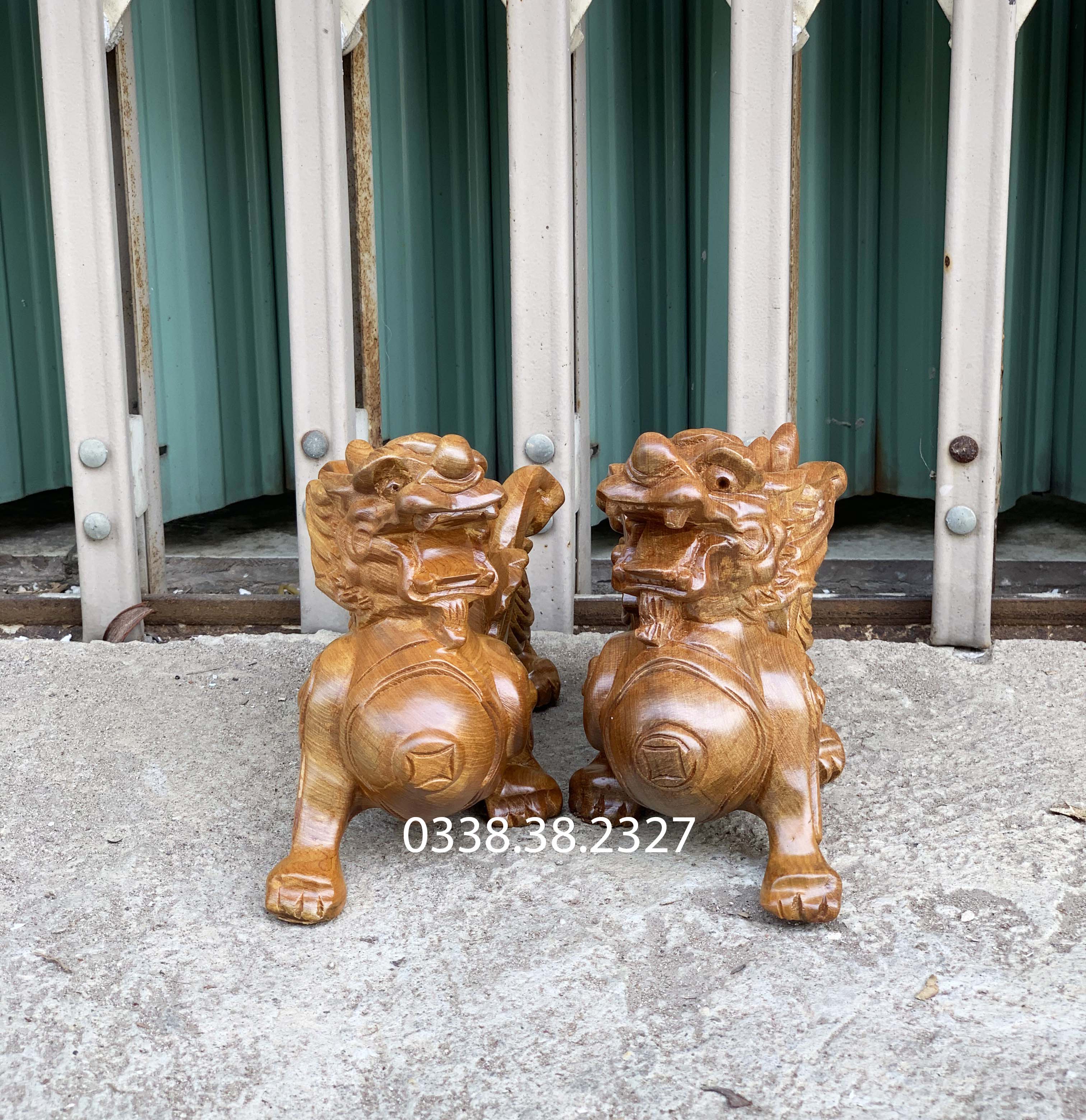 Cặp tỳ hưu kích thước (20-12-8) chất liệu gỗ bách xanh