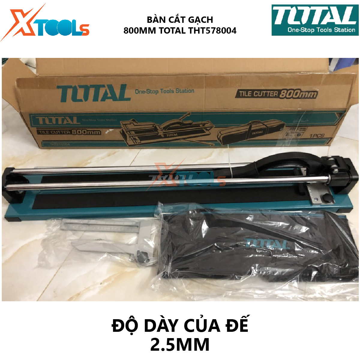 Bàn cắt gạch đẩy tay TOTAL THT578004 Bàn dao cắt gạch men 1m chiều dài phần cắt gạch là 800mm, 22x10.5x2mm cắt gạch men, gạch ốp tường