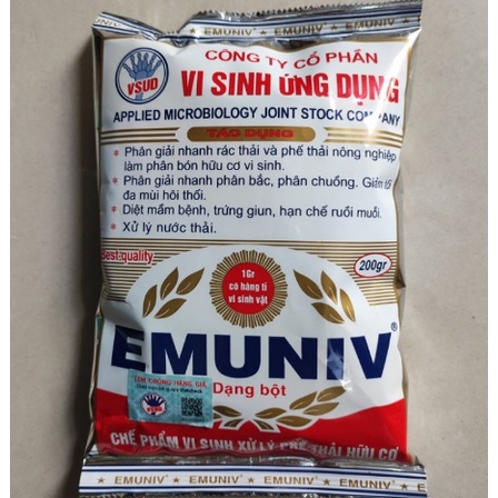 Chế phẩm vi sinh emuniv - ủ phân - ủ rác 200gr