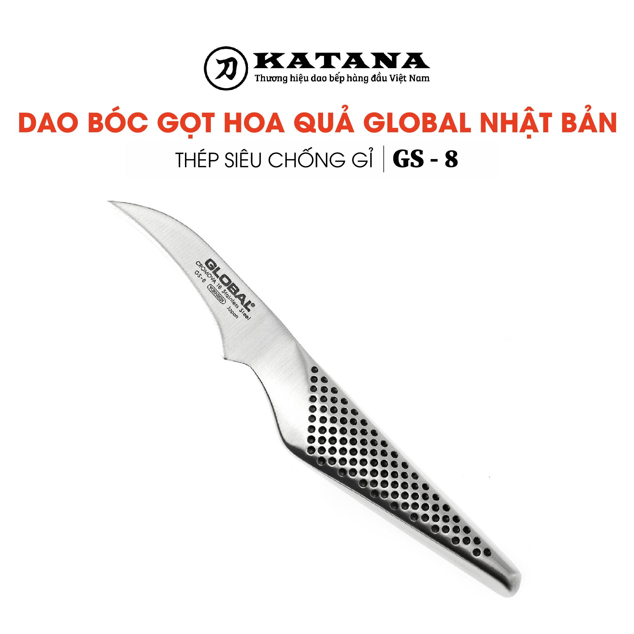 Dao bếp Nhật cao cấp Global GS8 Beak Peeling - Dao bóc gọt hoa quả (70mm)