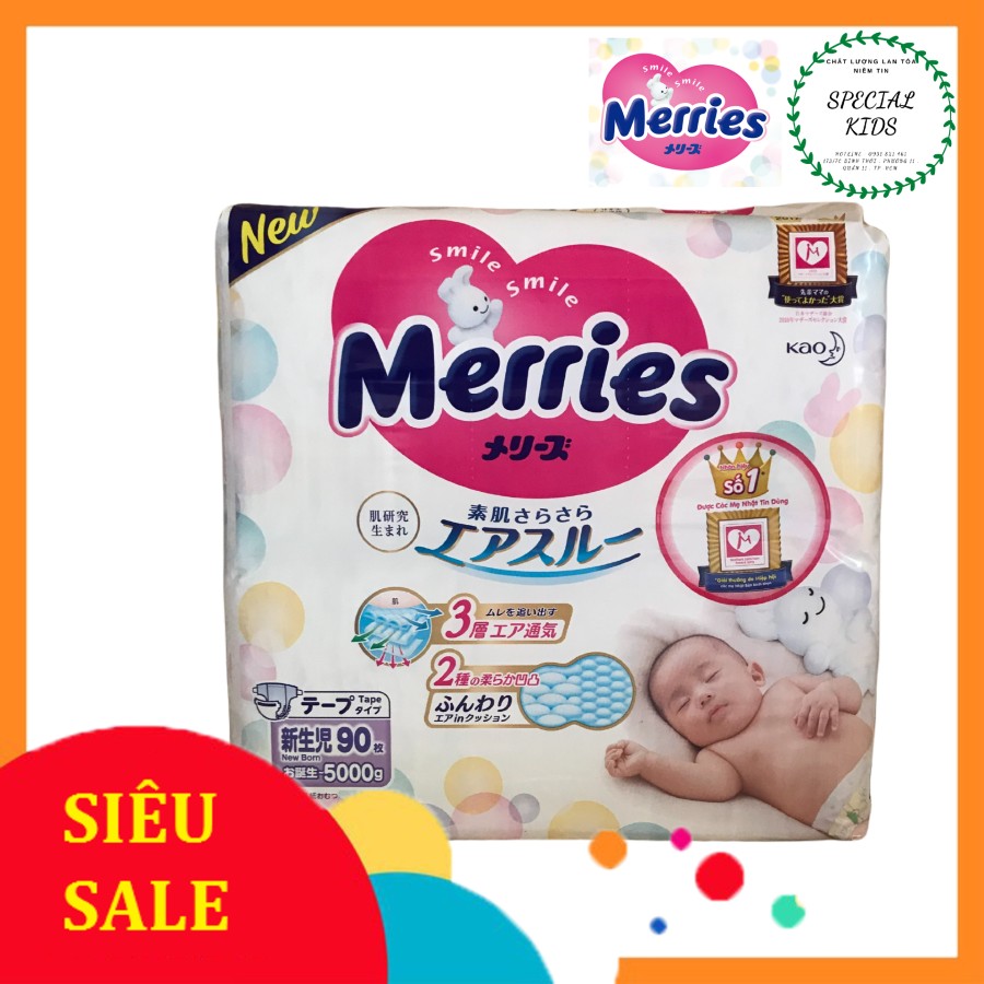 [Freeship 50K] [TEM PHỤ CHÍNH HÃNG KAO]Tã/Bỉm DÁN Merries nội địa Nhật Size Newborn (Sơ sinh-5kg)