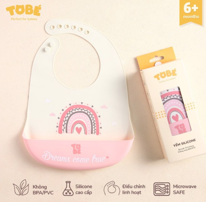 [CHÍNH HÃNG] Yếm ăn dặm Tobé Silicone công nghệ None- Sticky (nhiều màu)