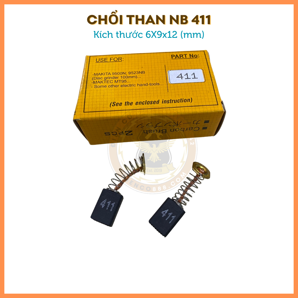 Chổi than 411 NB kích thước 6x9x12mm
