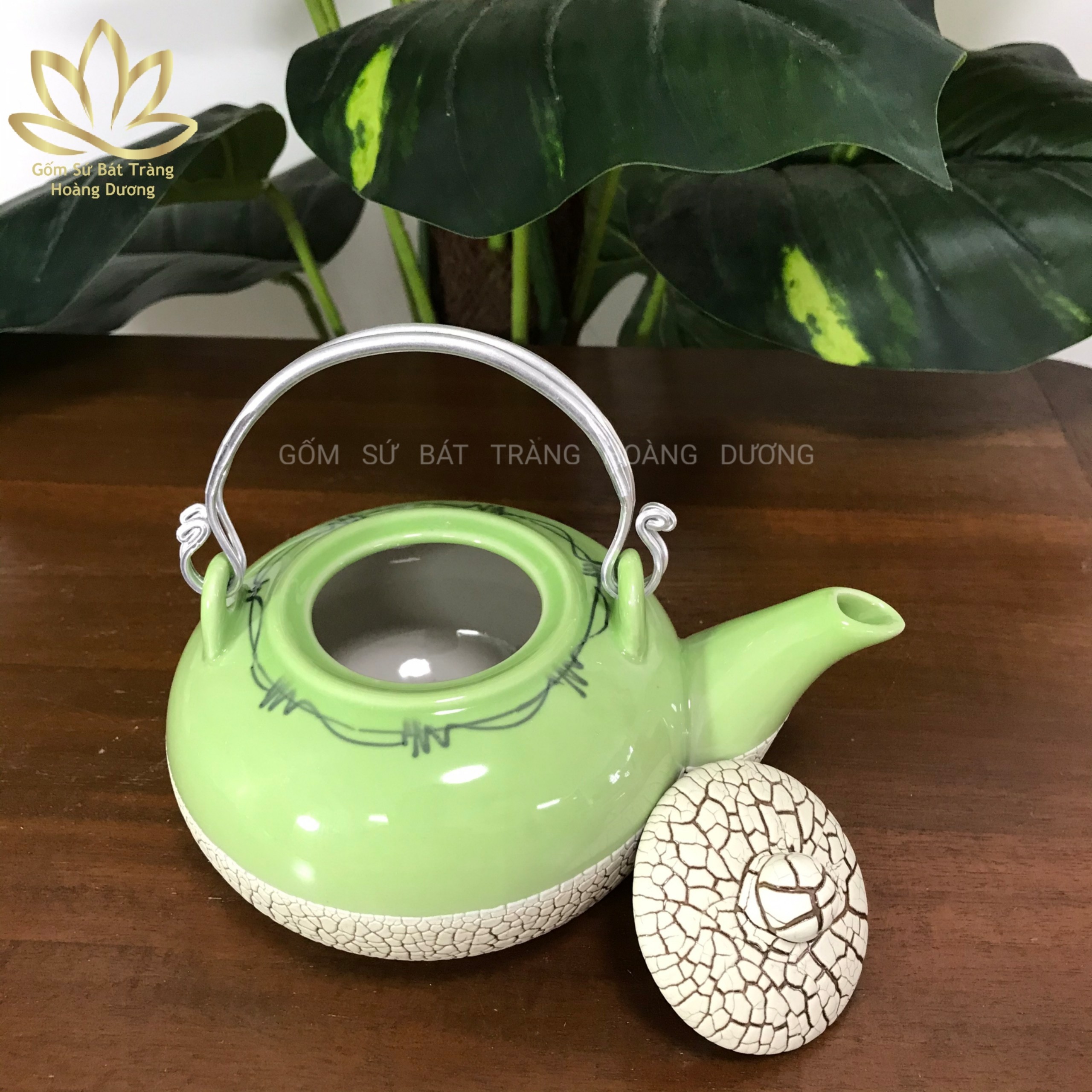 Bộ ấm chén Bát Tràng men rạn RT3 400ml