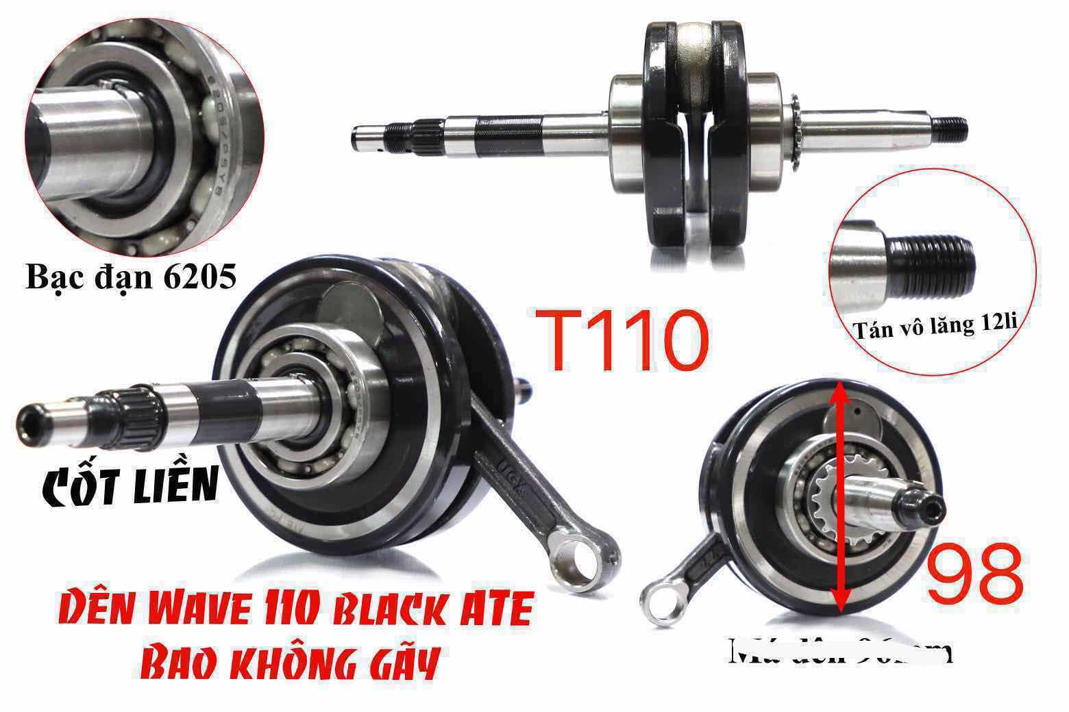 [HCM]Dên lớn 110 má đen 98mm tay malay