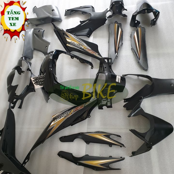 [BẤT NGỜ CHƯA SHOP TẶNG NGAY BỘ ĐÈN LED KHI MUA ] Bộ dàn áo xe nhựa ABS nguyên sinh WAVE S110 - RS110 màu ĐEN - có tặng KÈM BỘ TEM chống bay màu., độ xe máy siêu chất