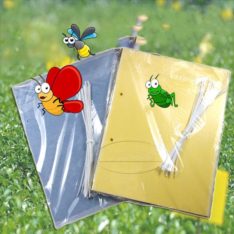 10 sheet adhesive tape sticky traps flies yellow kr-2015, plate sticky flies mosquito Bee, glue traps flies vinegar