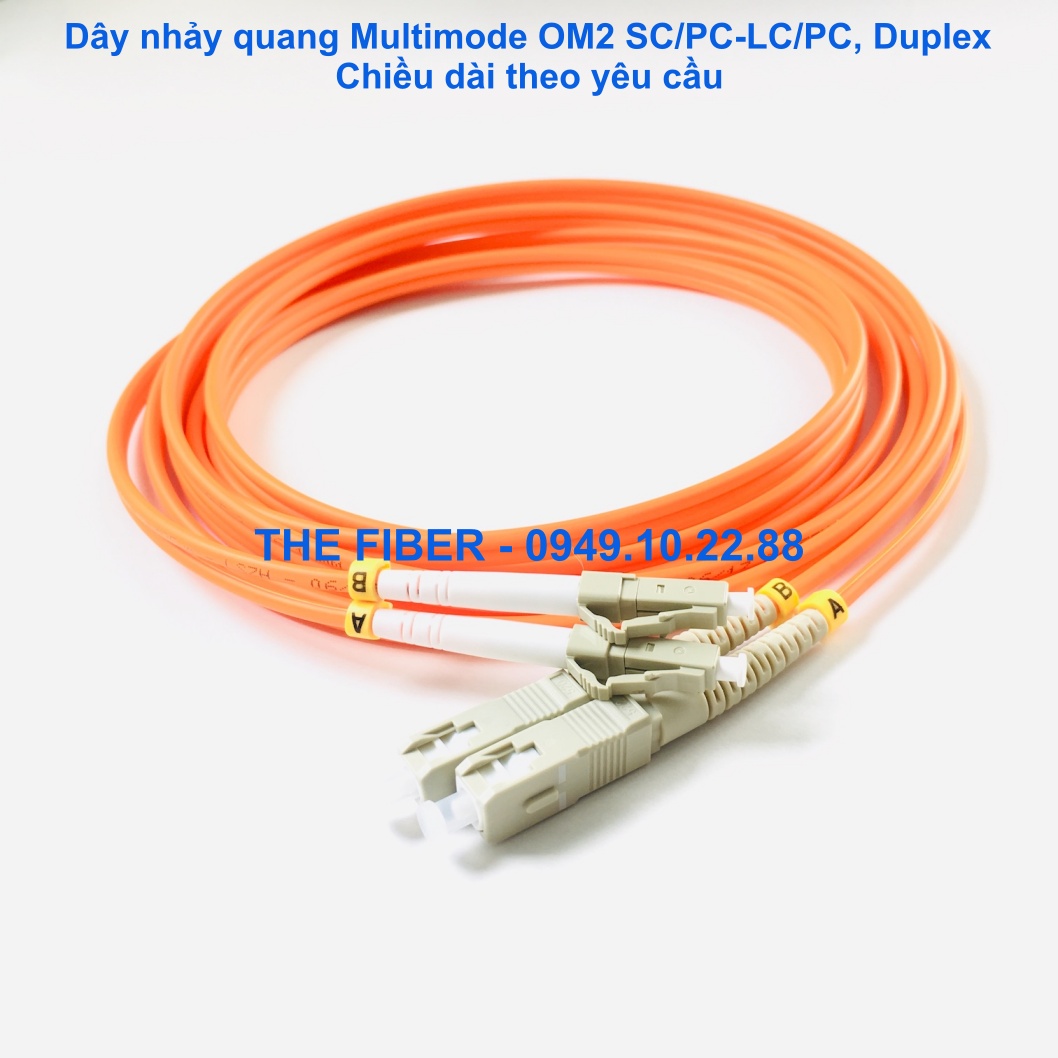 Dây nhảy quang Multimode OM2 SC/PC-LC/PC phi 3.0mm, Duplex - Chiều dài theo yêu cầu