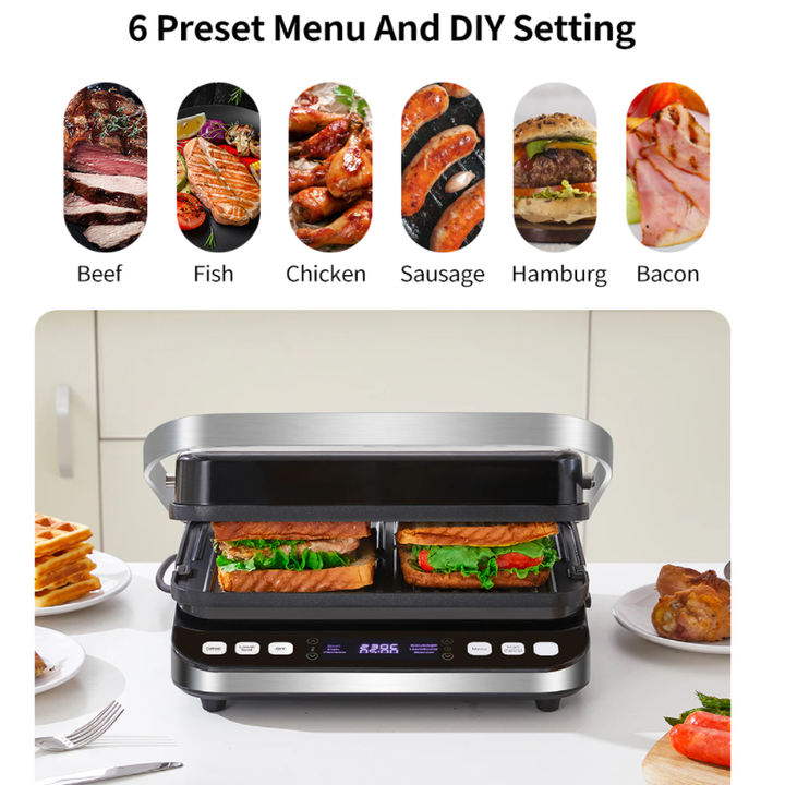 Máy làm bánh kiêm nướng 3 trong 1 cao cấp Biolomix BCG02D công suất 2000W, bề mặt nướng chống dính - BẢO HÀNH 12 THÁNG