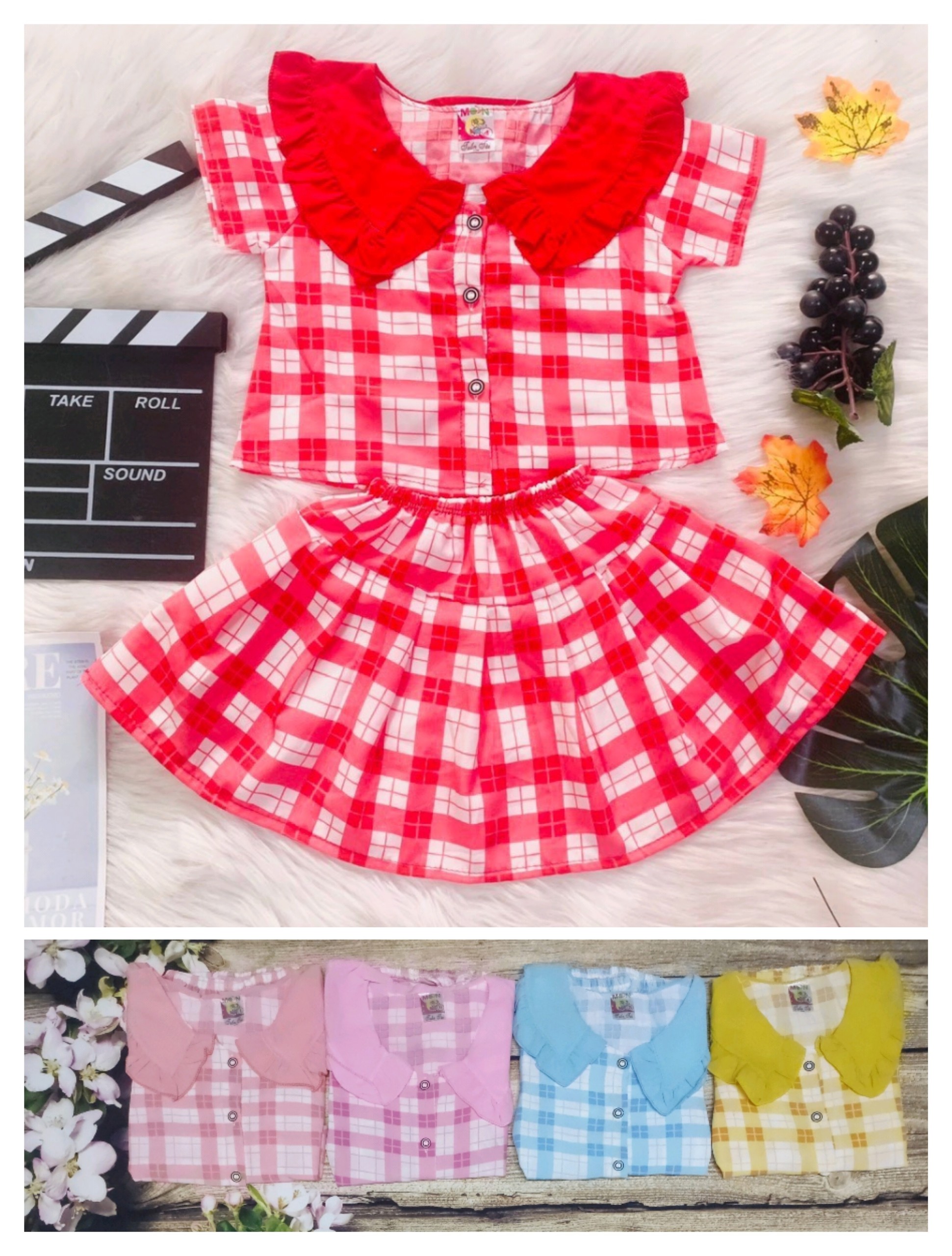 Set Áo Kèm Chân Váy  Lụa Bé (có quần lót trong) (giao màu ngẫu nhiên)