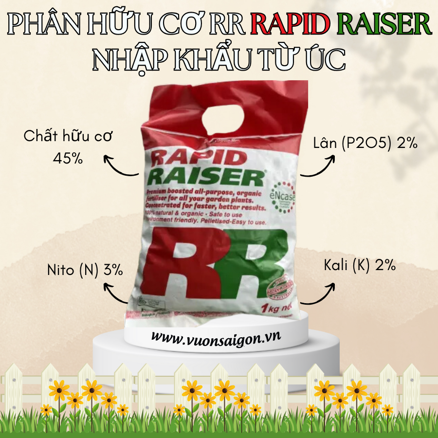 Phân hữu cơ RR Rapid Raiser nhập khẩu từ Úc (Vườn Sài Gòn)