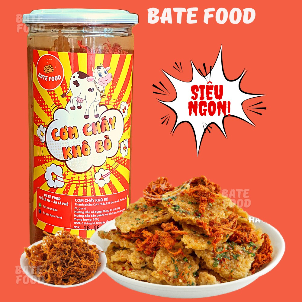 Cơm Cháy Lắc Khô Bò 300g Siêu Ngon Đồ ăn vặt