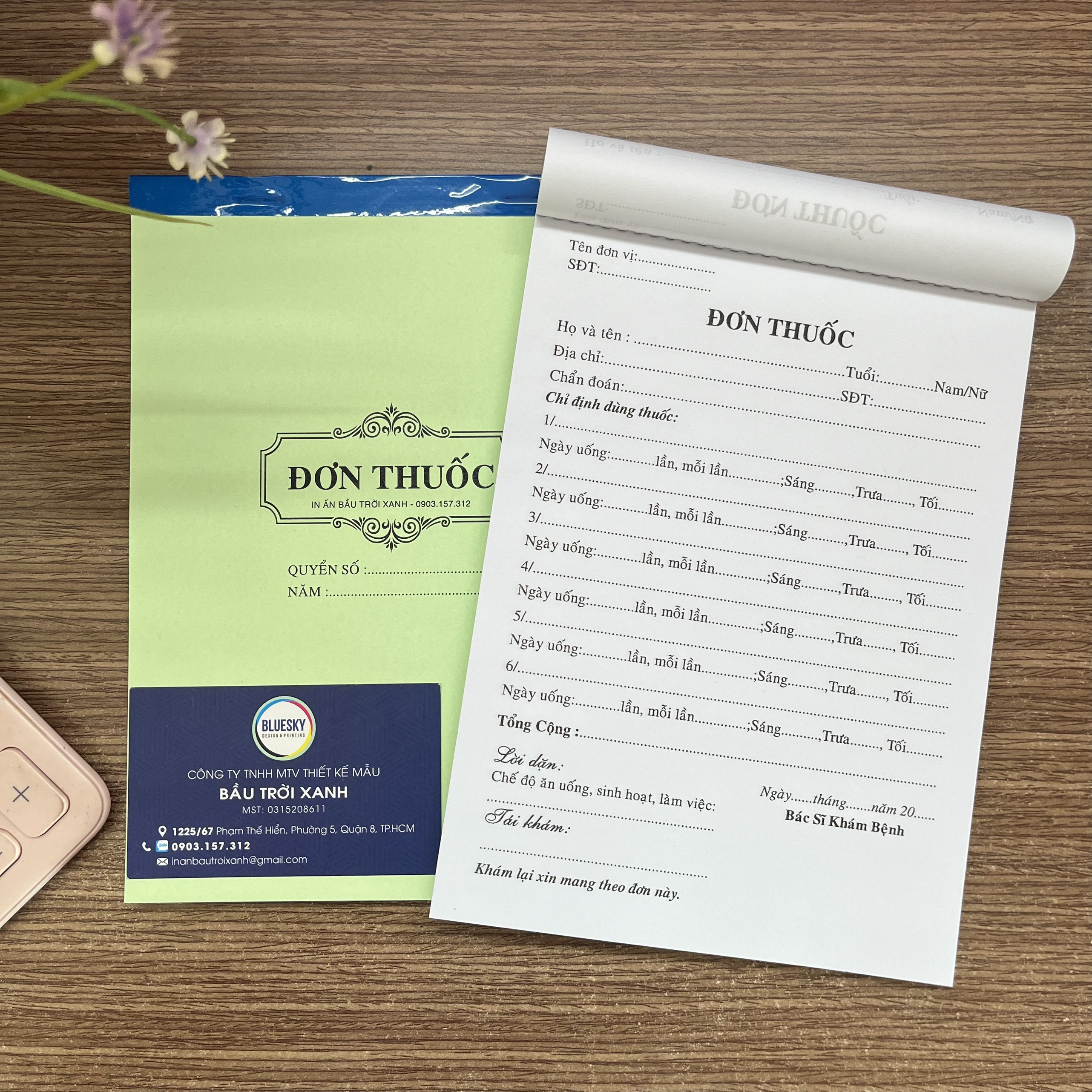 Sổ đơn thuốc (toa thuốc) khổ A5, 100 tờ/quyển