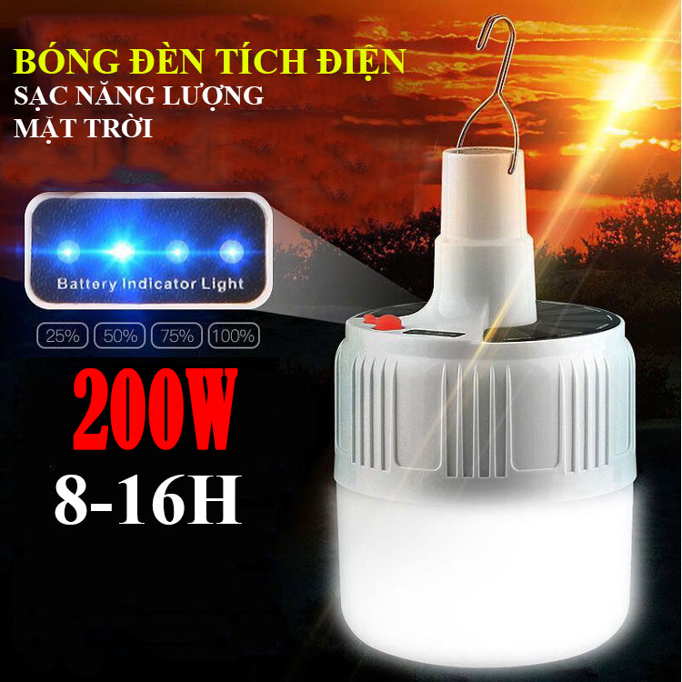 [HCM]Bóng Đèn Tích Điện 200W Bóng Đèn Năng Lượng Mặt Trời 24 LED 4 Chế Độ Sử Dụng Cho Đi Du Lịch Qua Đêm Hàng Chính Hãng Cao Câp - Bảo Hành Toàn Quốc 1 Đổi 1 Bởi Nhà Bán Hàng Shop BBQ1