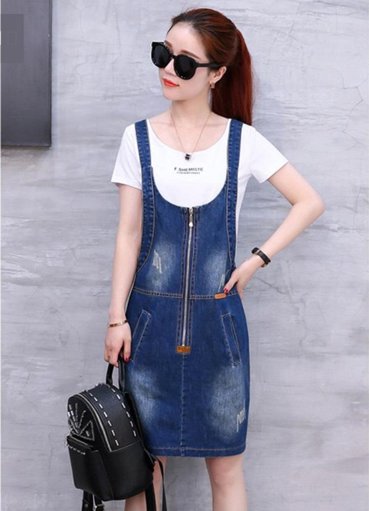 [HCM]Yếm Jean Nữ 2 Dây Phối Da Duyên Dáng