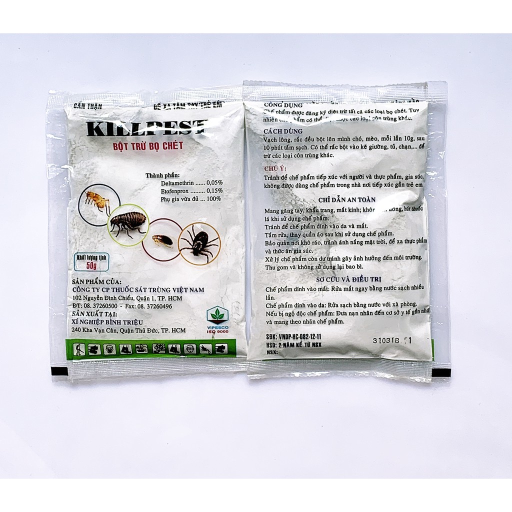 Thuốc Trừ Kiến Bò Chét Và Các Loại Côn Trùng Killpest (Goi 50gr)