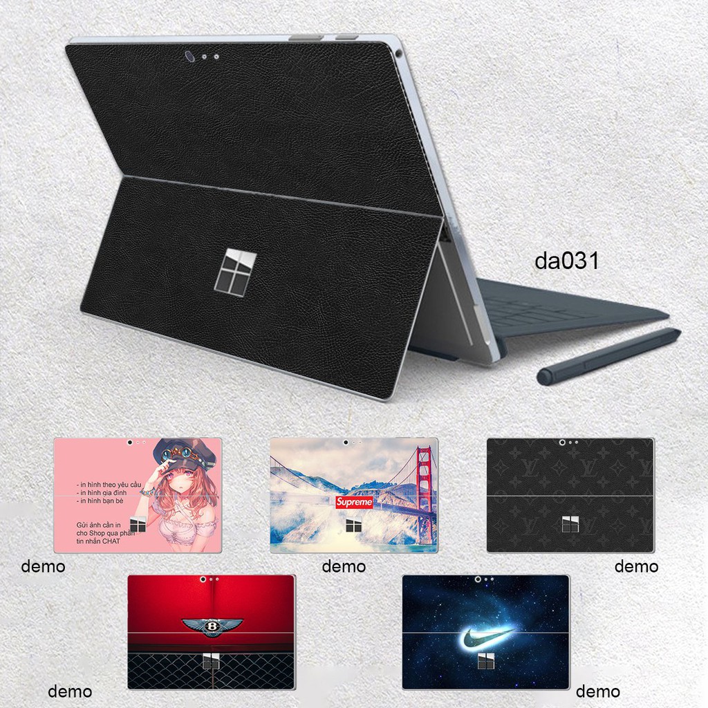 Skin dán hình vân da bò đen - da031 cho surface go, go 2, pro 2, pro 3, pro 4, pro 5, pro 6, pro 7, pro 8, pro x, sf 3