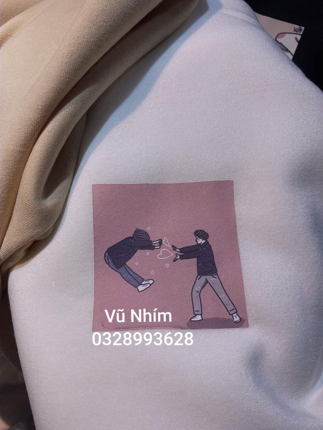Áo Sweater nỉ đôi bạn thân màu trắng
