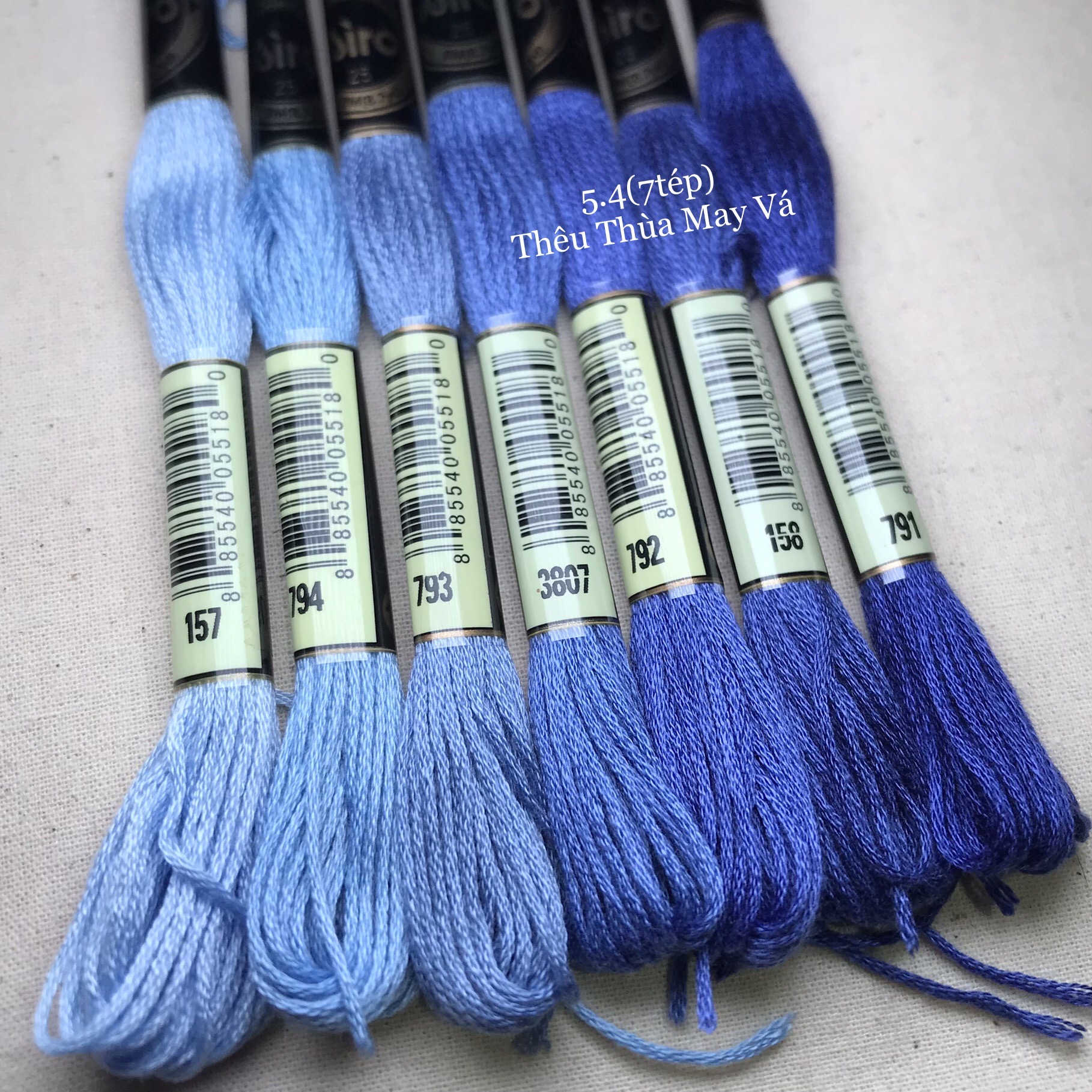 [AIRO TONE XANH BIỂN/ TÍM] chỉ thêu cotton Airo