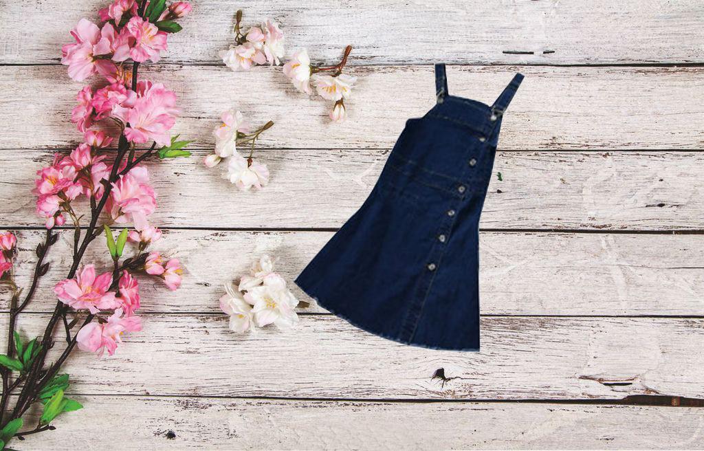 Đầm Yếm Jeans Phối Nút D662( KHÔNG KÈM ÁO  )