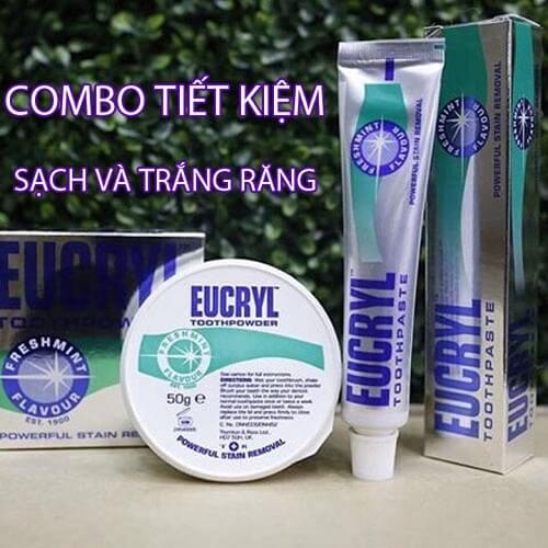 Combo Trắng Răng và Bột Làm Trắng Răng Eucryl Anh Quốc