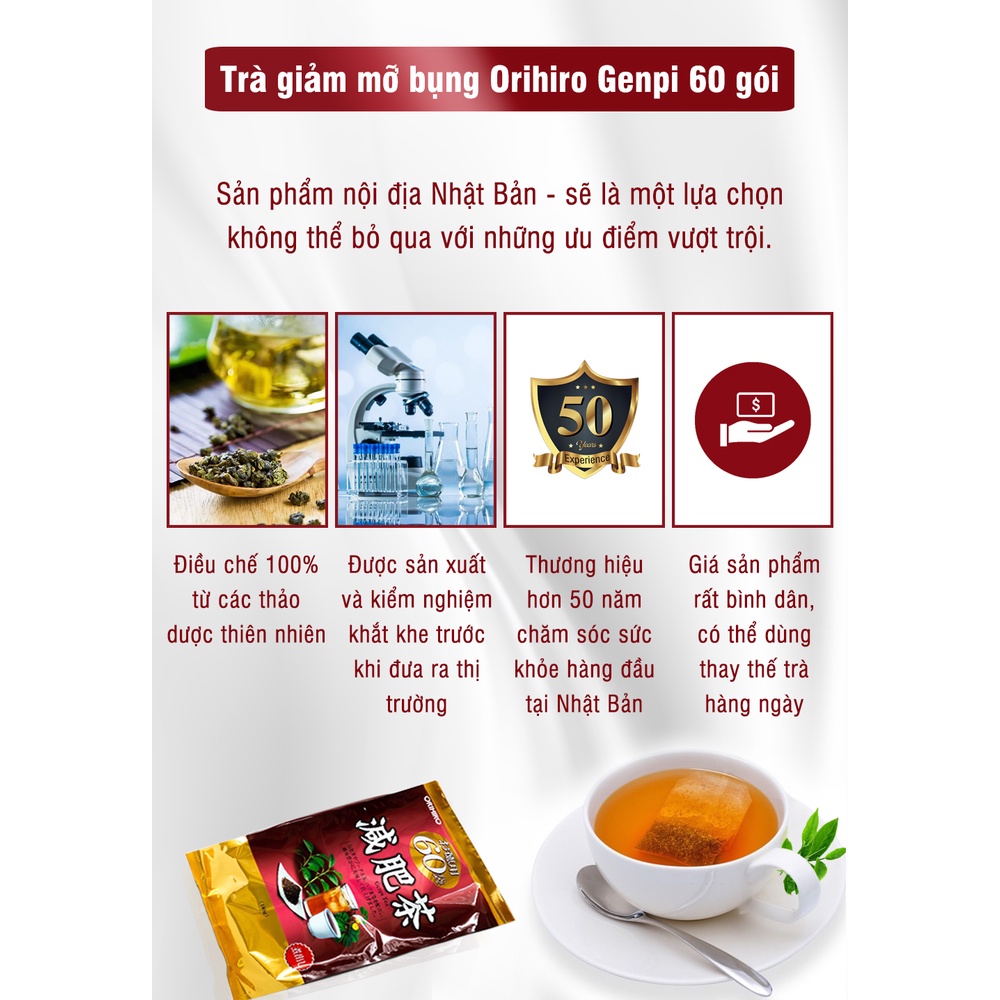 Trà giảm mỡ bụng Genpi Orihiro 60 gói