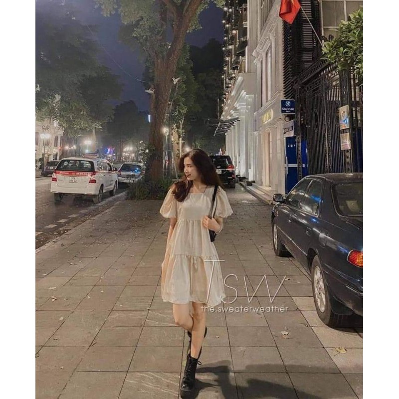Đầm - váy babydoll 3 tầng cổ tròn