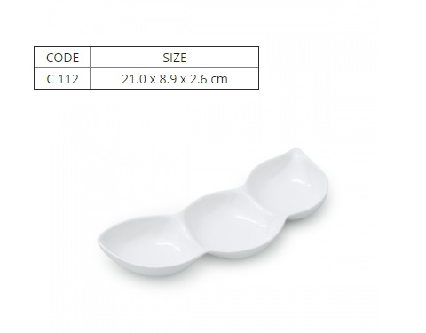 Chén Chấm Ba Ngăn Horeca Melamine Cao Cấp- C112