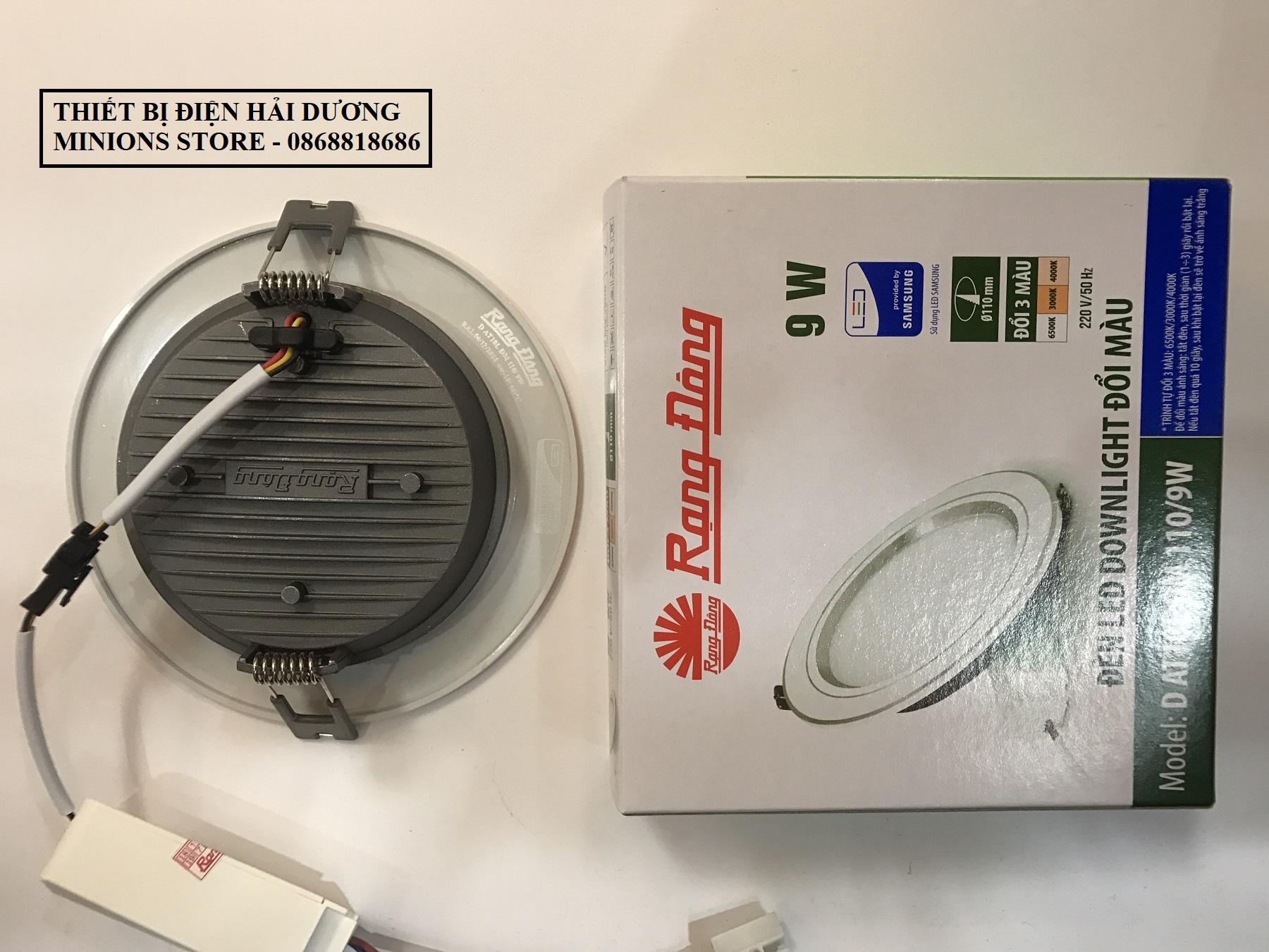 Combo 4 Đèn LED Downlight 3 chế độ Rạng Đông D AT08L ĐM 110/9W (Viền Trắng/Viền Vàng)