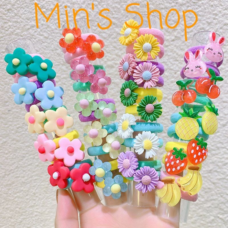 Set 10 thun cột tóc hình xinh xắn cho bé (giao mẫu ngẫu nhiên)